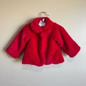 Kids Red Faux Fur Jacket